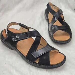 Finn Comfort Sandals Women's 8.5 US 40 EU Black‎ Leather Strappy Comfort Shoes
